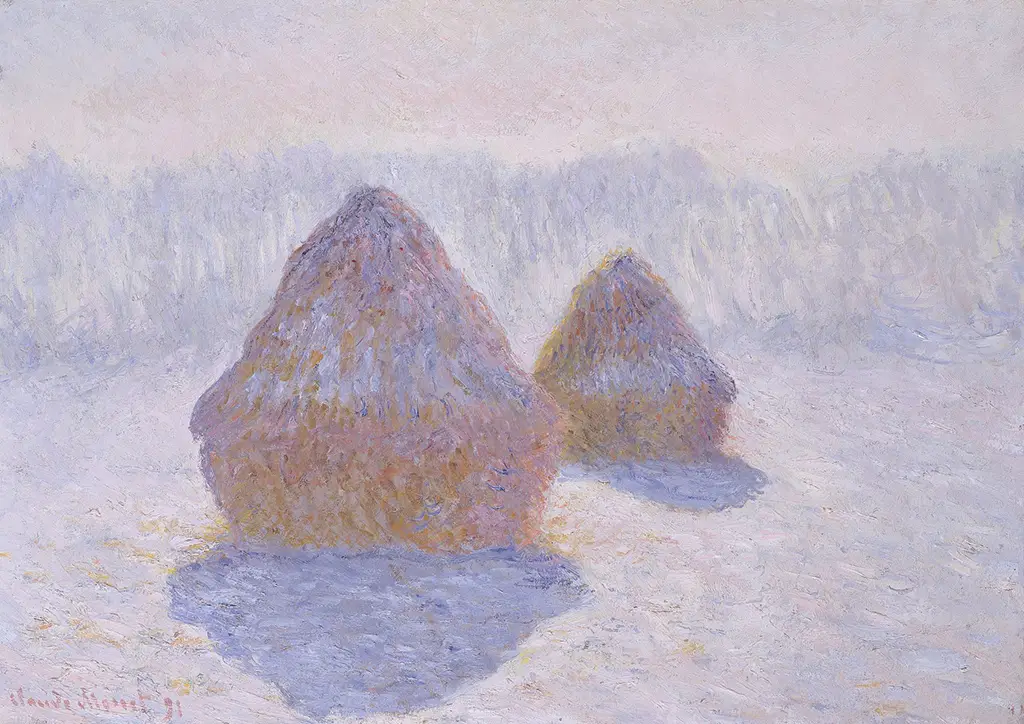 Haystacks (Effect of Snow and Sun) in Detail Claude Monet